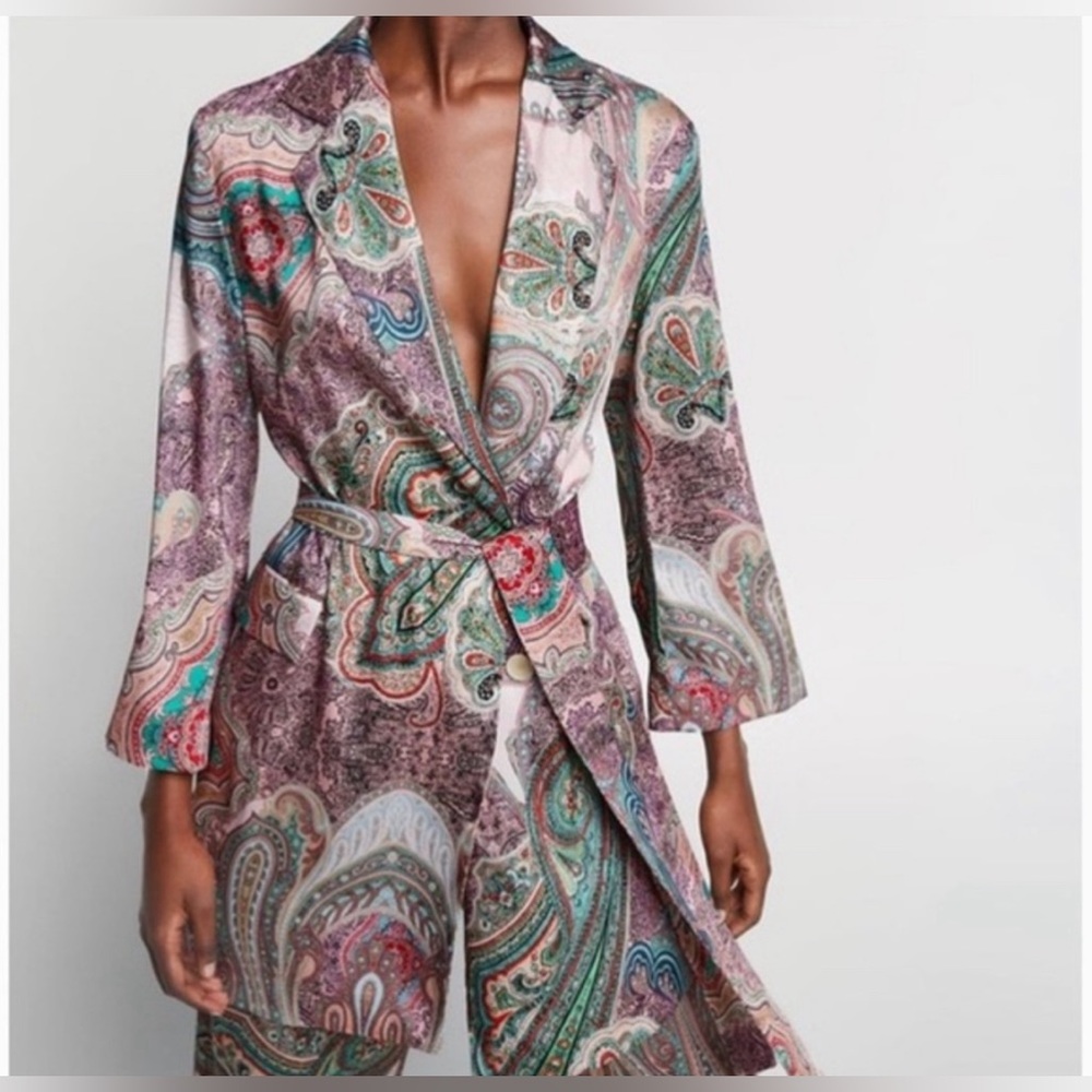 Zara Multicolor Paisley Blazer
